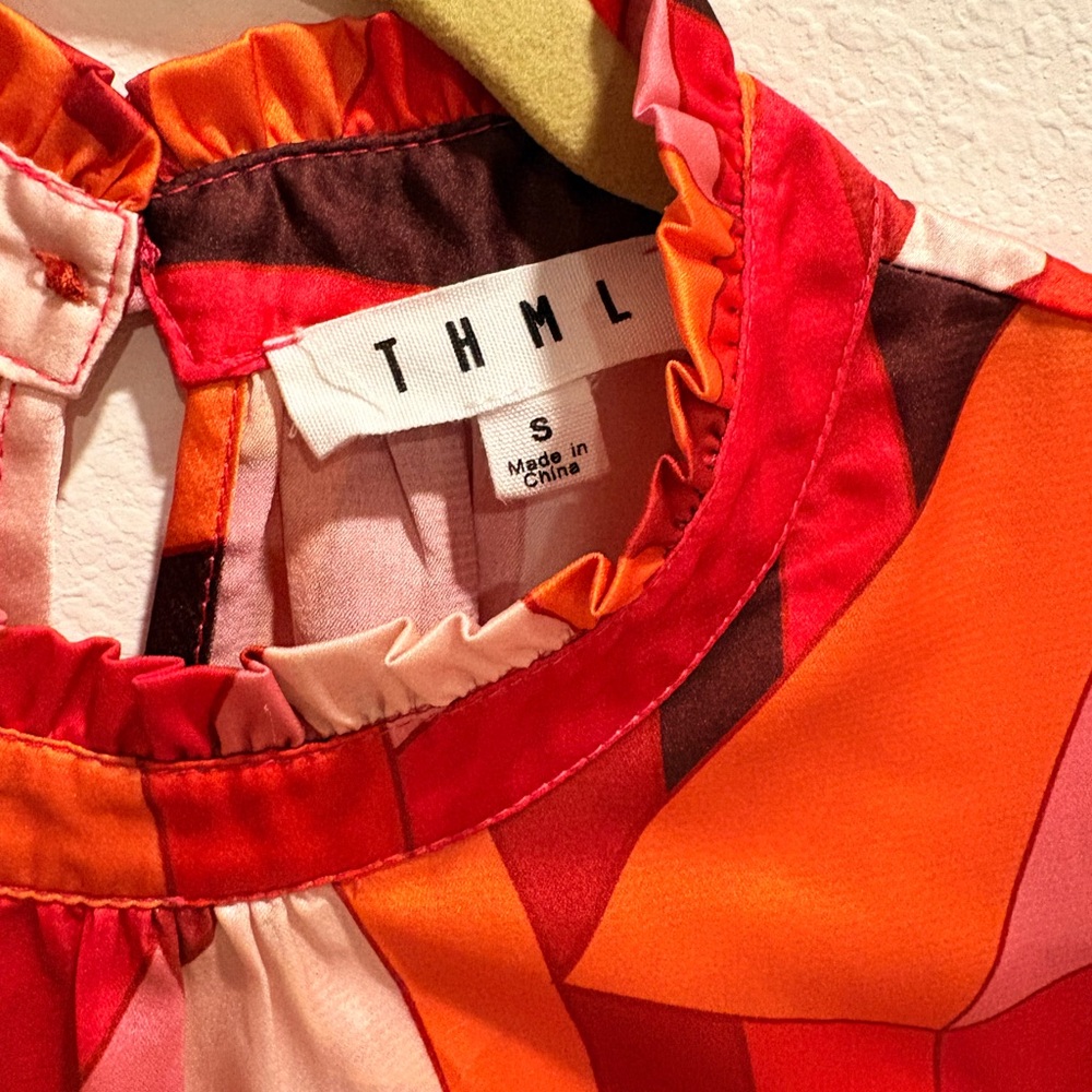 Thml Red And Orange Patterned Blouse - image 2